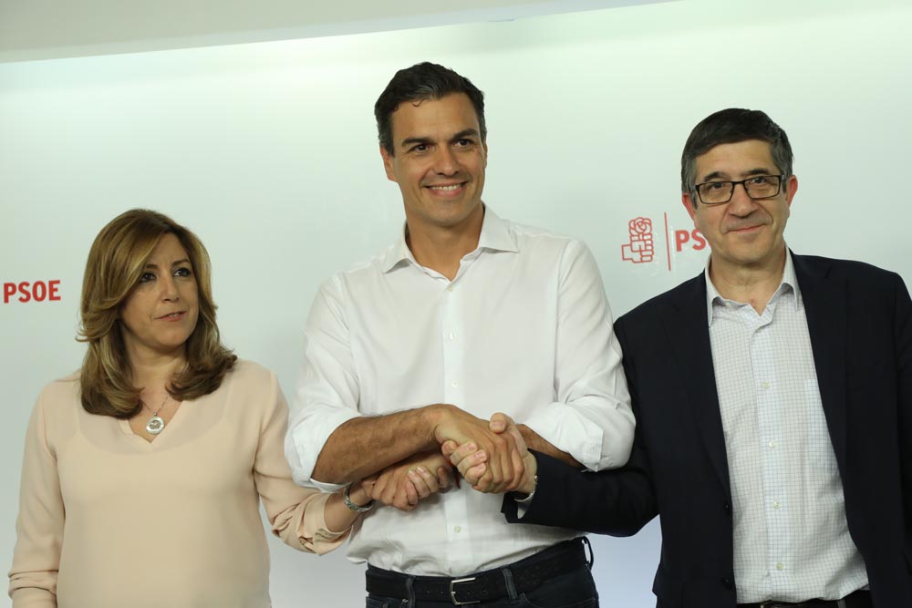 Susana Díaz, Pedro Sánchez y Patxi López