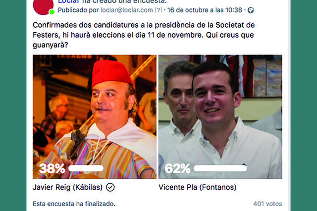 Una enquesta entre els usuaris de Facebook dóna a Vicente Pla com a favorit 