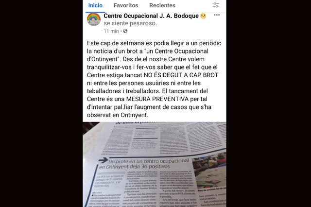 El Centre Ocupacional d'Ontinyent no té brots