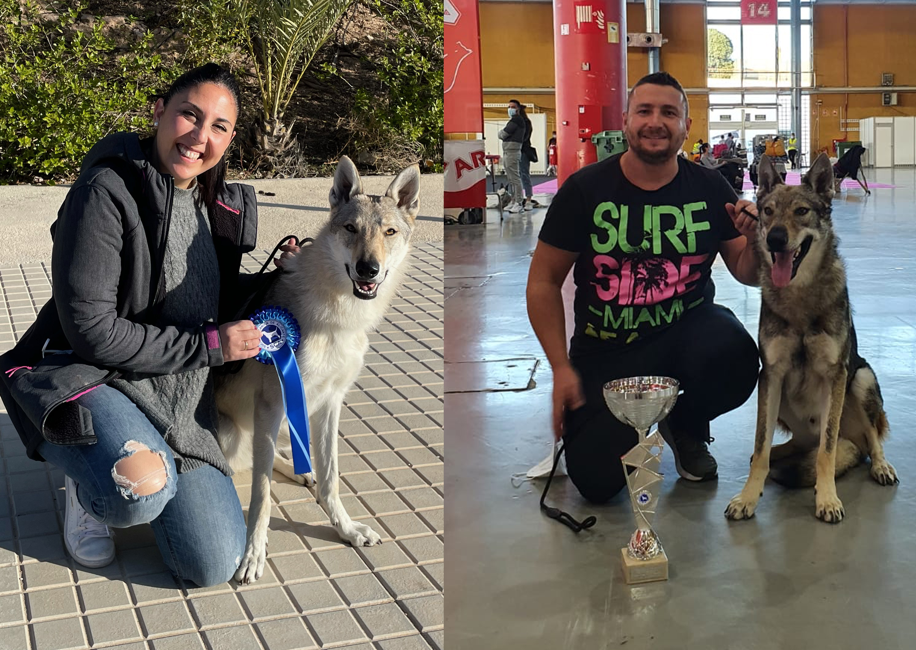 Bea y Fran con los perros premiados