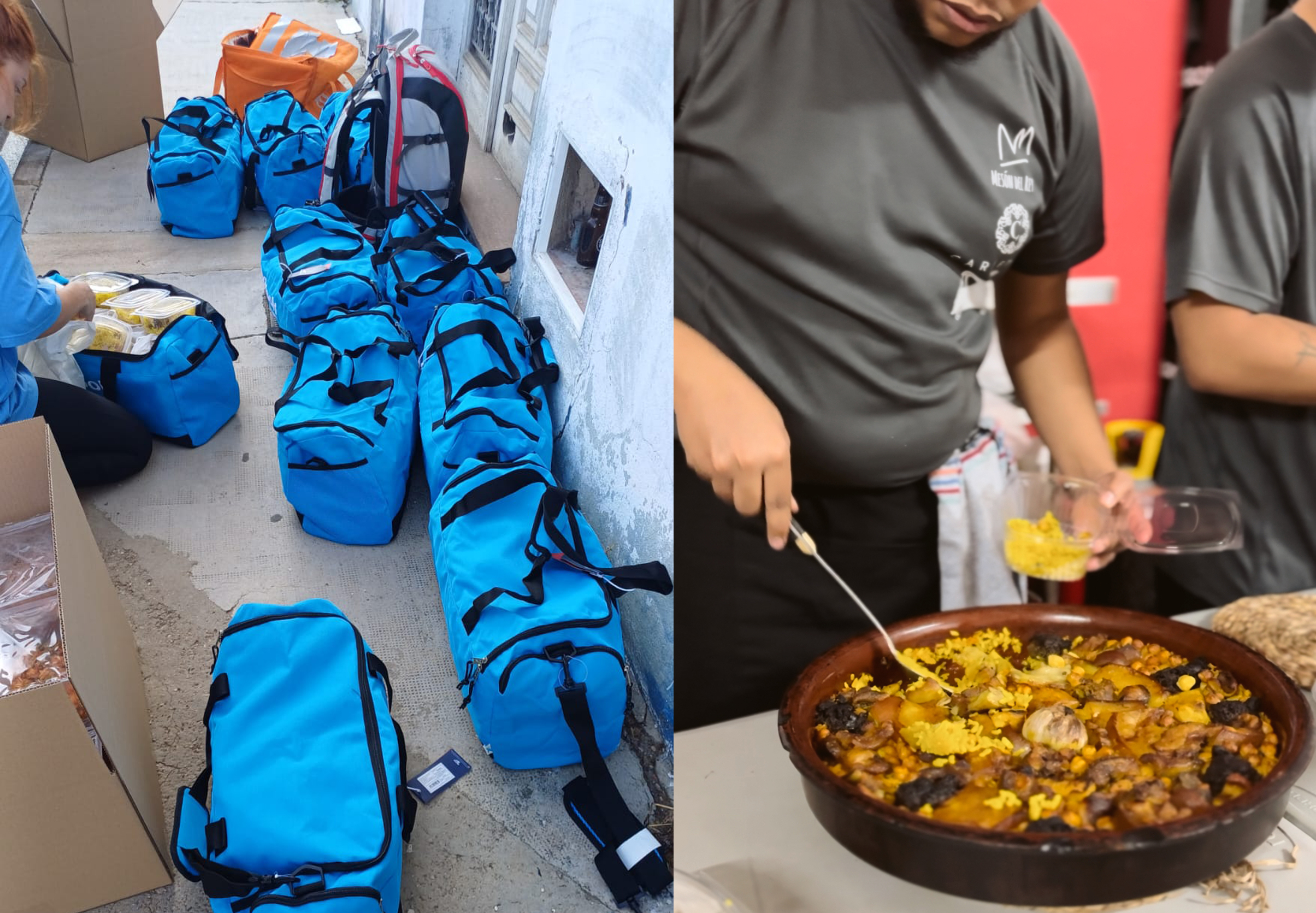 Raciones preparadas para llevar a los afectados